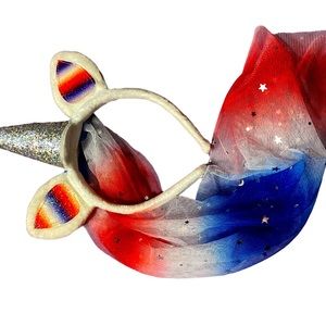 Brand New Unicorn USA Headband w/ Red, White, & Blue HeadCover w/ Silver Stars.